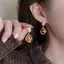 PNPIA- Vintage Nâu Nhựa Mắt Hổ Đá Bông Tai Cho Nữ Thời Trang Bông Tai Cá Tính Maillard Màu Trang Sức Quà Tặng