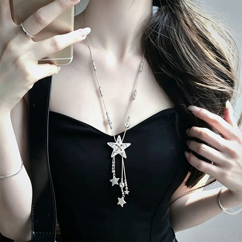 Vòng cổ dài quyến rũ ngôi sao Boho, Chuỗi chữ Y đính cườm có thể điều chỉnh với mặt dây chuyền ngôi sao, Trang sức phong cách cổ điển Bohemian dành cho nữ