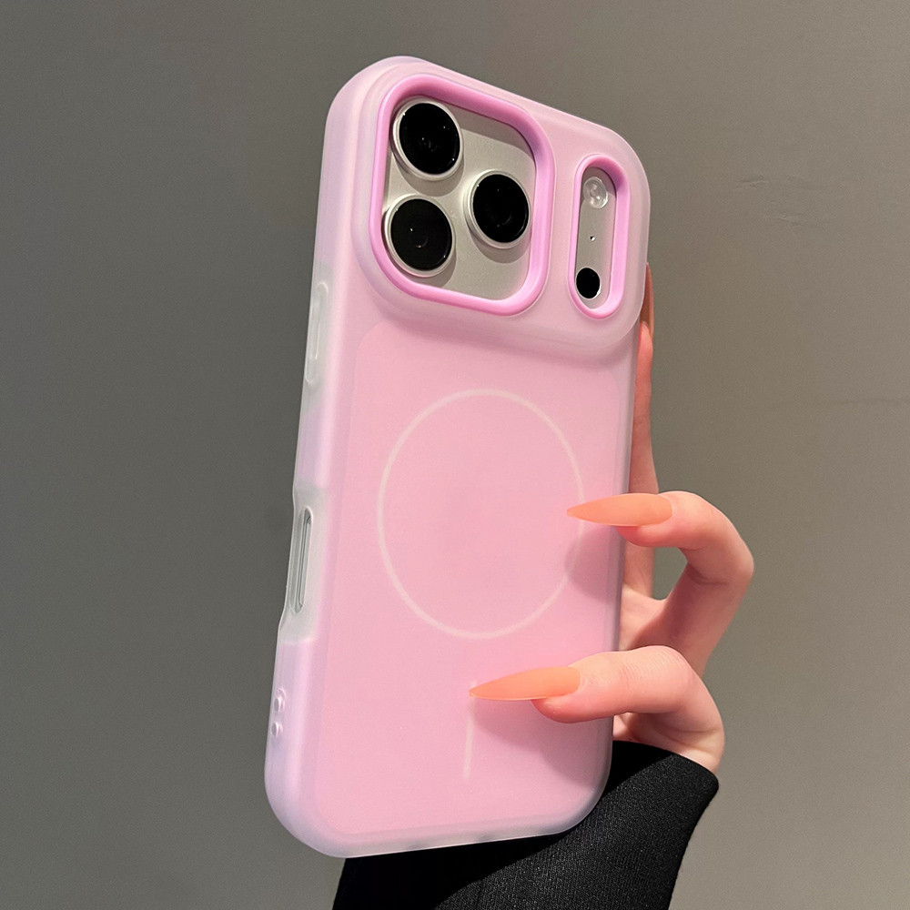 Ốp điện thoại Acrylic mờ thạch từ tính 2 trong 1 cho iPhone 17 Pro Max 16 15 14 13 12 11 Vỏ bảo vệ chống sốc