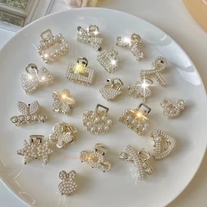 Ngọc Trai Nhỏ Kẹp Cá Mập Kích Thước Nhỏ Kim Cương Giả Tóc Ánh Sáng Sang Trọng Bướm Kẹp Với Kim Cương Nổ Bên Kẹp Tự Làm Phụ Kiện Tóc PRZ