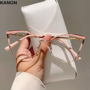 Kính chống ánh sáng xanh KANGN, Kính mắt vuông bảo vệ mắt siêu nhẹ, Kính mắt quang học chặn màu xanh kim loại cổ điển Kính mắt nam nữ
