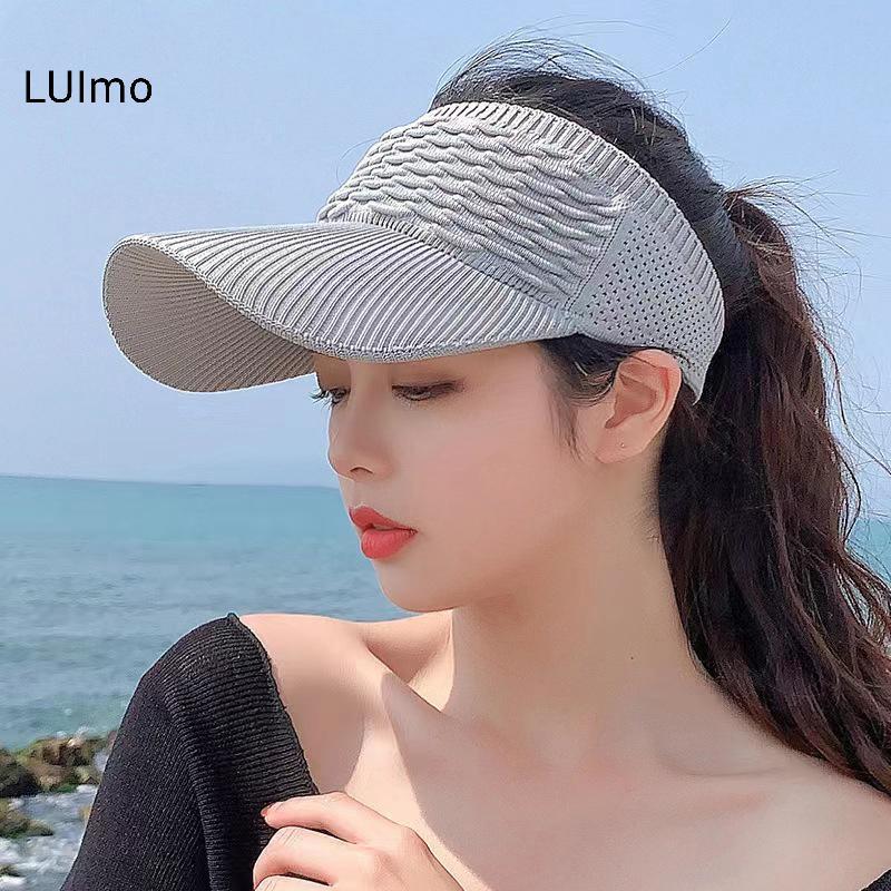 LUImo Mùa Hè Chống Tia UV Mũ Chống Nắng Nữ Rỗng Mũ Du Lịch Bãi Biển Thể Thao Ngoài Trời Tấm Che Mũ Dệt Kim Mũ Bóng Chày SBS