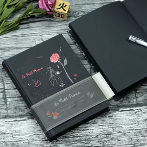 Hoàng Tử Bé Giấy Đen Giấy Đen Trang Bên Trong Sáng Tạo Trống Thẻ Đen Nhật Ký Sổ Tay DIY Vẽ Tay Sổ Tay 9,45