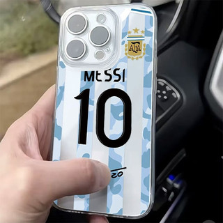 Số sọc xanh 10 Ốp lưng trong suốt silicon bóng đá Thích hợp cho iPhone 16 ProMax XR 17 Pro 8plus XSMax 12 Pro Max 11 Pro 15 13 Pro Max 14 Vỏ bảo vệ mềm chống va đập