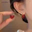 AqToCna Pháp Lãng Mạn Đỏ Men Hình Trái Tim Mặt Dây Chuyền Bông Tai Trang Sức Thời Trang Cho Nữ Bông Tai Phụ Kiện AqToCna