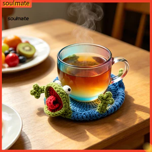 Linh hồn| Phụ kiện bàn làm việc giảm căng thẳng Handmade 3d Móc Lizard Coaster – Thảm dệt kim dễ thương Giá đỡ đồ uống chịu nhiệt Tấm bảo vệ bàn làm việc vui nhộn cho văn phòng tại nhà – Uniqu