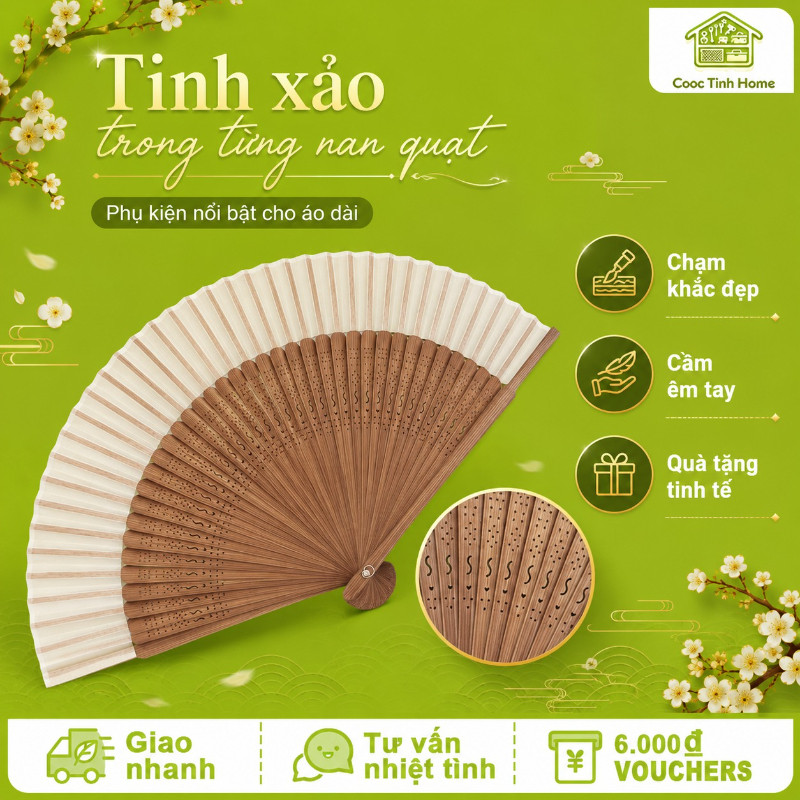Quạt Xoè Cổ Điển Cầm Tay - Phụ Kiện Thời Thượng, Hoàn Hảo Cho Tiệc, Sự Kiện & Ảnh Nghệ Thuật