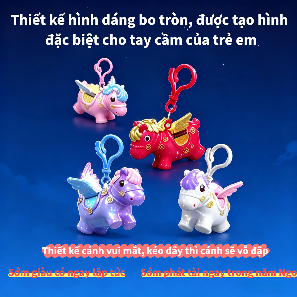 Mô hình ngựa sinh tiêu có cánh, Thiết kế dễ thương, nhiều màu sắc, đồ trang trí balo học sinh，may mắn năm mới