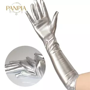 PNPIA-Áo Nữ Sáng Bóng Dài Găng Tay Da Ướt Nhìn Cao Su Đảng Opera Trang Phục