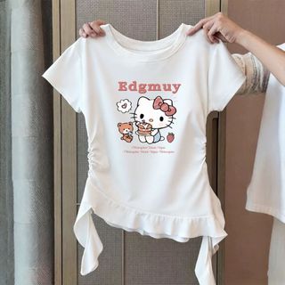 Áo kiểu cho bé gái – Form ôm eo, lai bèo lệch dễ thương phong cách Hàn