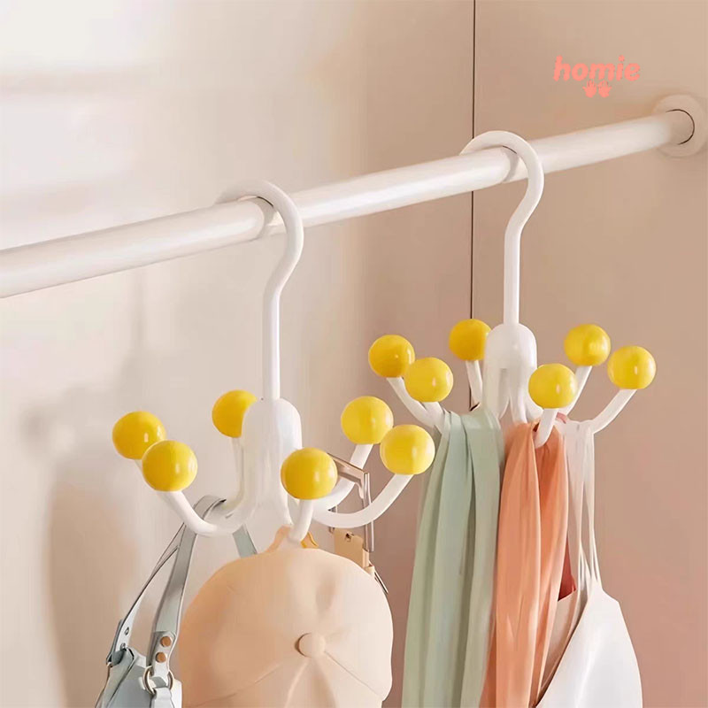 Móc treo quần áo đa năng Dopamine xoay sáu ngạnh, dùng trong gia đình, có chức năng điều chỉnh, thích hợp cho tủ quần