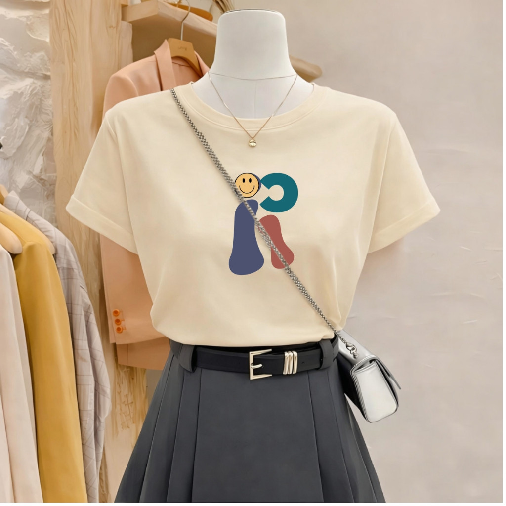 （Giao hàng 24h）Angela Áo phông nữ dáng vừa nhiều mẫu - chất liệu thun cotton co giãn 4 chiều thoáng mát NA01 in hình