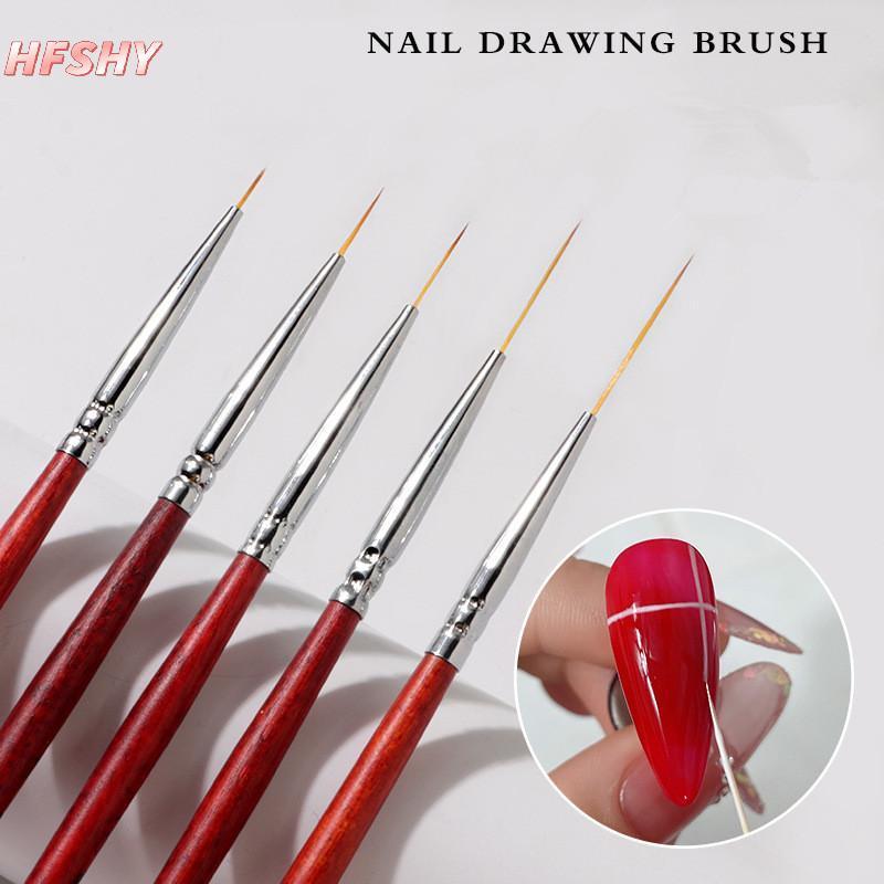 HFSHY Bàn chải nghệ thuật móng tay gỗ, lót chi tiết vẽ tinh tế, sơn UV gel, dụng cụ thiết kế VN