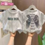 Áo cổ tròn ngắn tay in họa tiết cánh tay in họa tiết cánh dành cho bé trai và bé gái