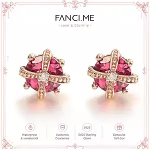 FANCIME Bông tai Tourmaline màu hồng lạ mắt Bông tai vương miện