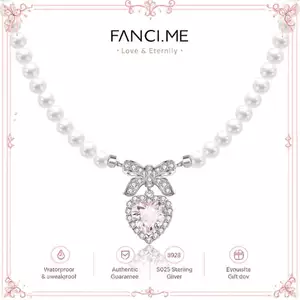 Vòng cổ bạc nơ đường "Heart Kiss" FANCIME