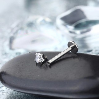 1PC 16G Thép Không Gỉ Labret Studs Thép Titan Prong Set Bông Tai Tragus Vít Tai Trang Sức