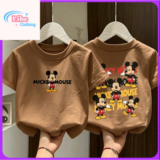 Áo phông cho bé trai và bé gái in hình Chuột Mickey dễ thương, được làm từ chất liệu cotton mềm mại, thoải mái