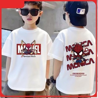 Áo Thun bé trai Marvel Spider-Man Tay Ngắn Cho Trẻ Em, In Hình Hoạt Hình, Vải Cotton Mềm, Phong Cách Mới 2026