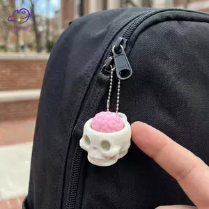 HFTOY Brain Skull Móc khóa cơ khí in 3D Clier Fidget Đồ chơi giảm căng thẳng Tiện ích cho văn phòng và bàn làm việc tại nhà ~