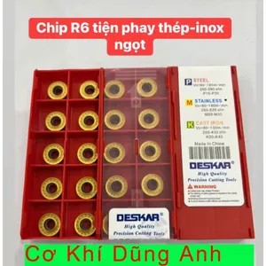 Chip R6 màu vàng DESKAR tiện thép inox ngọt