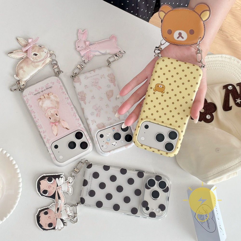 Phone Case For iPhone 17 Pro Max 16 15 TPU Cartoon Pendant Aesthetic Korean Cute