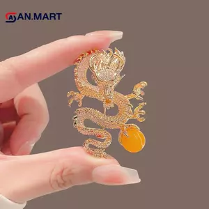 AN.MART Thời Trang Kim Cương Trung Quốc Rồng Thổ Cẩm Pin Dành Cho Nữ Nam Quần Áo Áo Trang Sức Dự Tiệc Phụ Kiện Cung Hoàng Đạo Rồng Bay Trang Sức VN