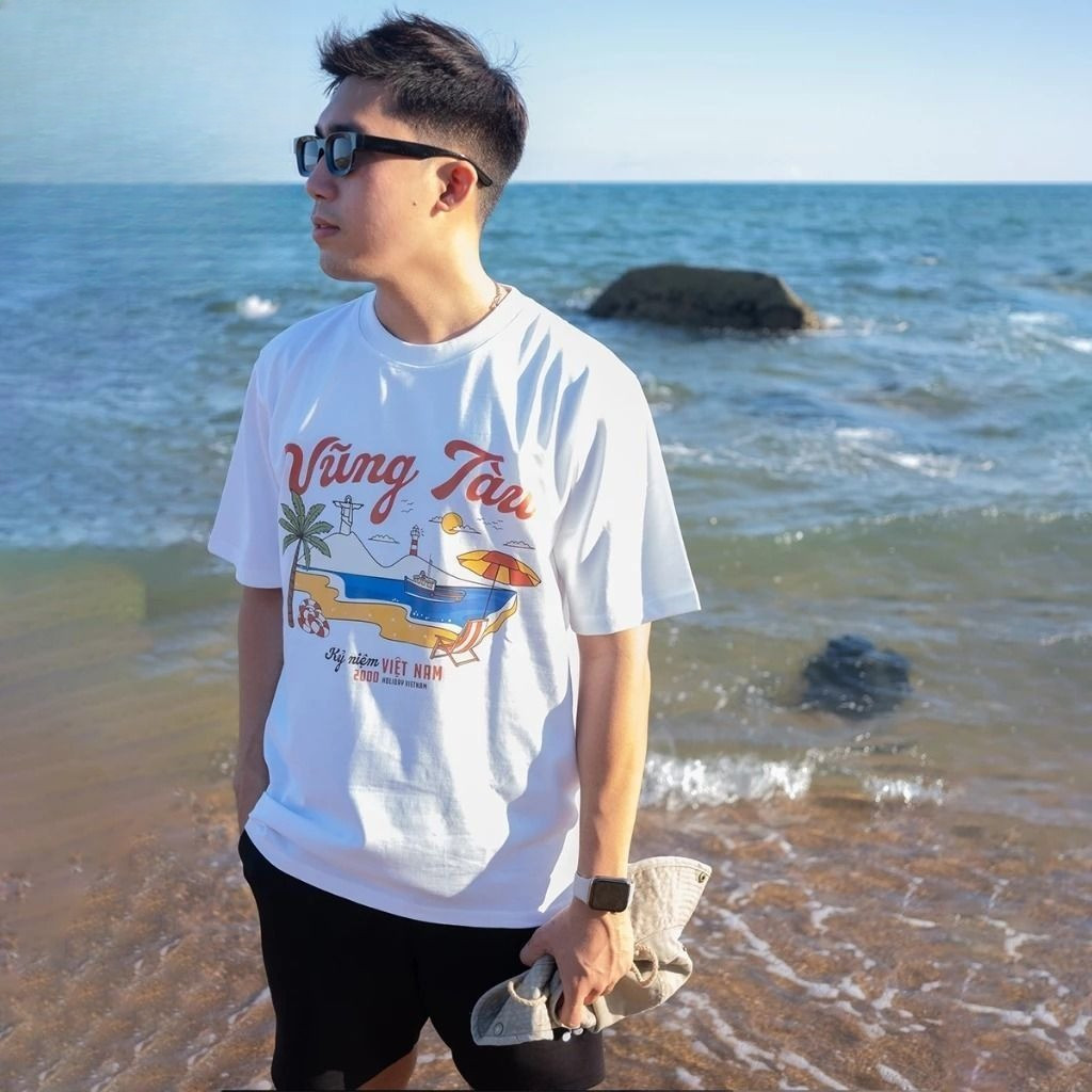 （Giao hàng 24h）Angela Áo Thun Huế Du Lịch Cotton Tay Lỡ Unisex, Áo Phông Việt Nam Nam Nữ, Mùa Hè,Form Rộng Oversize