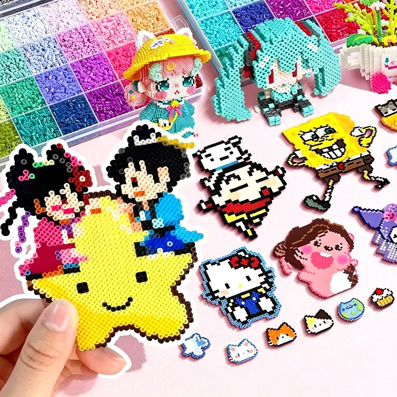 Bộ hạt xếp 2.6mm DIY pixel art đồ chơi giáo dục thủ công đủ bàn ủi khuôn an toàn cho bé quà ý nghĩa