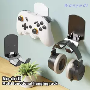 Giá đỡ tai nghe đa năng WANYEDI, Giá đỡ tai nghe gắn tường không có mũi khoan, Giá lưu trữ tai nghe chơi game tiết kiệm không gian đa chức năng, có thể gập lại, Văn phòng tại nhà