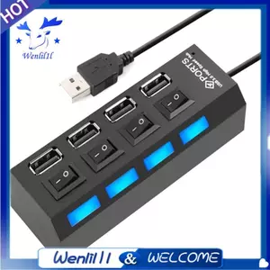 4 cổng USB Hub Splitter USB 2.0 Hub LED với 4 công tắc BẬT / TẮT cho máy tính bảng Máy tính xách tay Máy tính xách tay