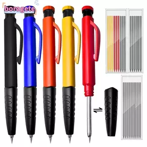 BORAGETE 1 Bộ Bút Chì Chế Biến Gỗ, Bút Chì Cơ Mài Tích Hợp 2,8mm, Kim Loại Bền Đầu Dài Lỗ Sâu Đánh Dấu Chắc Chắn Thợ Mộc Bút Chì Xây Dựng Chế Biến Gỗ