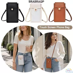 Ví chống trộm BRBRAA RFID, Túi điện thoại màn hình cảm ứng dung tích lớn bằng da PU, Ví nắp có khóa kéo thời trang Túi đựng điện thoại di động đa chức năng Hoạt động ngoài trời