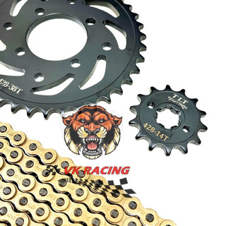 Bộ nhông sên đĩa NSD xích sên TLT thái lan raider fi - satria fi (Black 428H mạ đồng 14-38-126L)