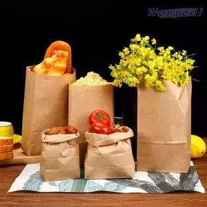WANYEDI 50 Túi Bao Bì Thực Phẩm, Túi Giấy Kraft Đáy Vuông Không Dầu, Túi Nướng Bánh Cookie