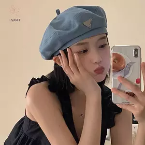 HNKMP Thường Ngày Màu Hồng Tình Yêu Denim Mũ Nồi Nữ Xuân Hè Cho Thấy Mặt Đa Năng Retro Họa Sĩ Mũ Nồi Nhật Bản Mũ Newsboy Mũ.