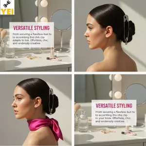 < YEI > Kẹp tóc kẹp an toàn lớn thời trang có mặt dây chuyền Sti tóc kim loại đương đại để tạo kiểu mới