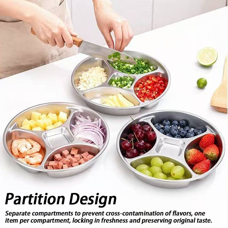 TVKR Khay chia bằng thép không gỉ Nấu ăn nhà bếp Đĩa chuẩn bị thực phẩm Tấm gia vị OIK