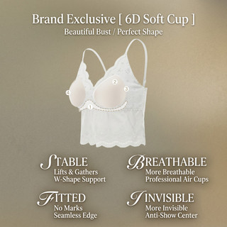 Áo lót không tay Brelira Daisy Camisole có đệm mút, dáng ôm, thoáng khí, nhẹ, cổ ren lượn sóng, thích hợp mặc trong.