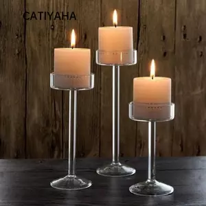 Giá đỡ nến CATIYAHA, Chân nến hiện đại bằng kính, Chân đế đèn pha chất lượng cao cổ điển cho đám cưới gia đình