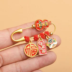 Bấm Surge Pin Cho Bé Chống Chăm Sóc Trâm Cài Phụ Nữ Mang Thai Sư Tử Đánh Thức Hòa Bình Phước Lành Mặt Dây Chuyền Sơ Sinh Đồ Trang Trí Cho Bé OEPH