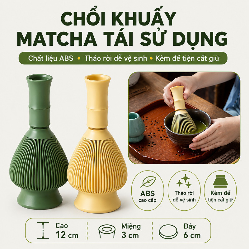 Chổi Chasen Matcha ABS Cao Cấp – Dụng Cụ Pha Trà, Chổi Đánh Matcha, Bộ Chổi Trà Xanh Nhật Bản