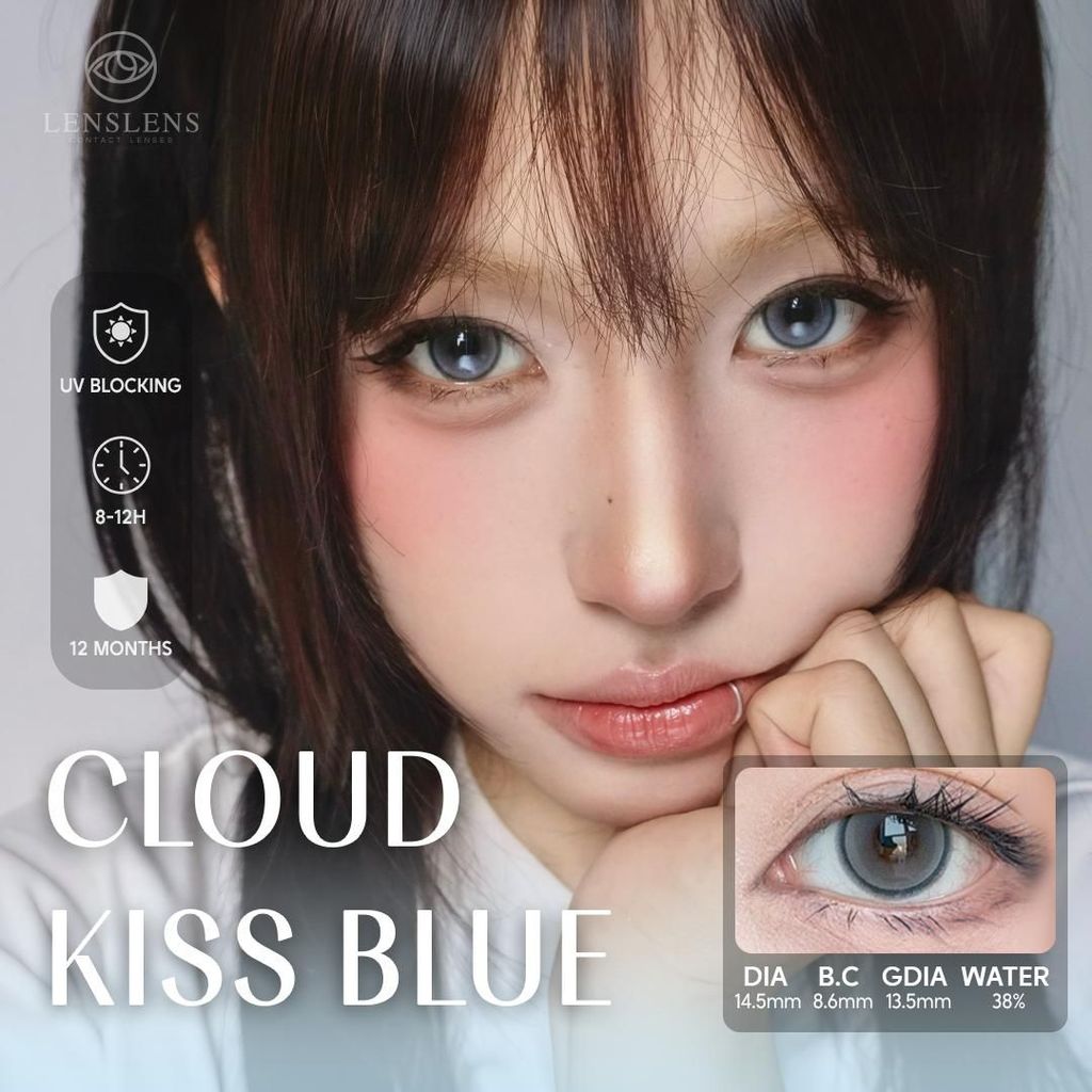 Lens Xanh Xám Trầm Tây Tự Nhiên Cloud Kiss Blue 14.5mm [T4A02]
