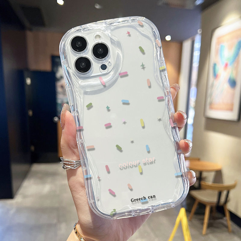 Ốp Lưng Cho Samsung Galaxy S26 S25 S24 S23 S21 S22 Plus Ultra 20 FE J7 Prime A03 A03S A02 A02S M02 A12 M12 A20 A30 Kem Vồng Cong Edge Motif Ngôi Sao Đầy Màu Sắc NYK367