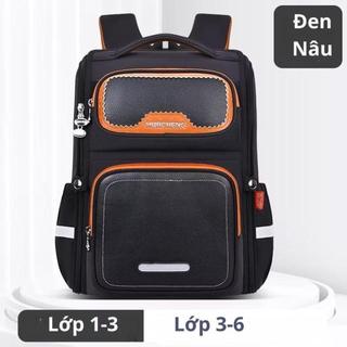 Balo đi học cho bé trai, gái chống gù chống thấm nước dáng hộp hình nơ basic size lớn tặng hộp bút