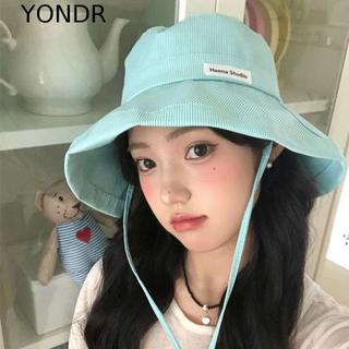 Mũ ngư dân sọc YONDR, Mũ xô sọc có thể gập lại mùa xuân hè, vành rộng đơn giản Mũ chống nắng nữ ngoài trời Hàn Quốc đi bộ đường dài
