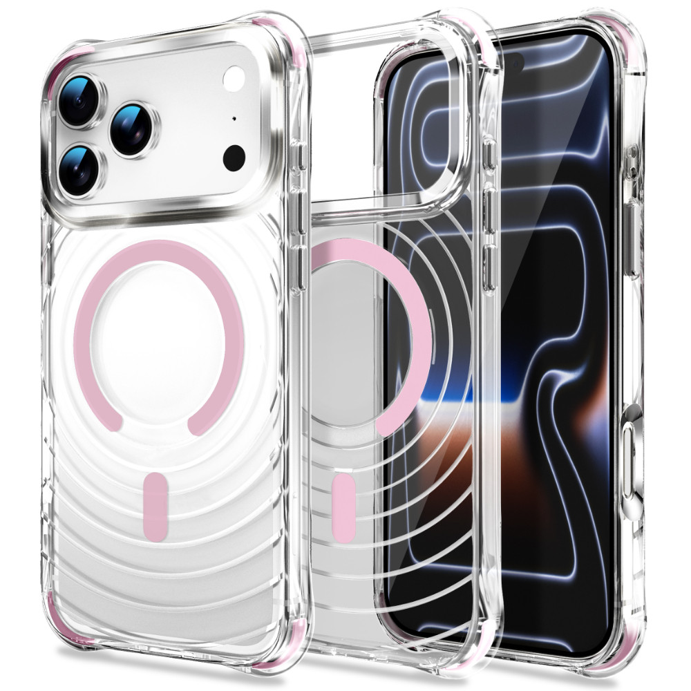 Ốp Điện Thoại Từ Tính Trong Suốt Màu Kẹo Cho iPhone 17 16 15 14 13 12 Pro Max 17 Air 16 15 14 Plus Họa Tiết Sóng Bốn Mặt Chống Rơi Chống Rơi Thời Trang Cô Gái Vỏ Đơn Giản