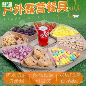 Trái Cây Takeaway Hộp Kraft Dùng Một Lần Thức Ăn Nhanh Hộp Bento Bao Bì Hình Quạt Salad Hộp Giấy Hộp Thực Phẩm Dã Ngoại QPYO