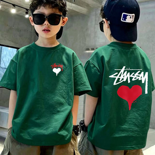 Áo Thun Hè Trẻ Em Đen In  Trái Tim 2 Mặt, Chất Vải Bông Thoáng Mát Thấm Mồ Hôi COD