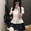 Nhật Bản jk Đồng Phục Ren Dễ Thương Áo Sơ Mi Tay Ngắn Nữ Phong Cách Mới Mỏng Hơn Nhìn Thanh Lịch Phong Cách Xám Bên Trong Áo Sơ Mi